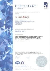 Jsme certifikováni na ISO 9001:2015